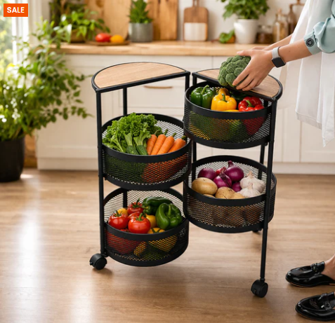 Modern 4-Tier Rolling Storage Trolley