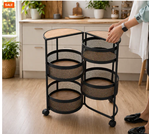 Modern 4-Tier Rolling Storage Trolley