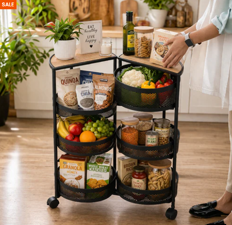 Modern 4-Tier Rolling Storage Trolley