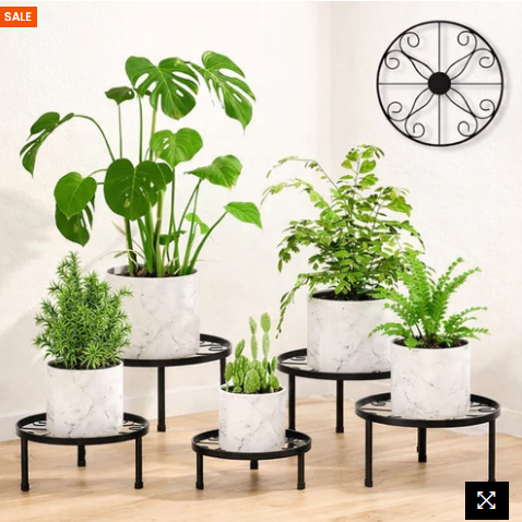 Modern Black Metal Plant Stand Set