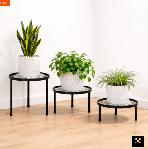 Modern Black Metal Plant Stand Set