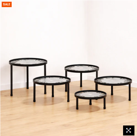 Modern Black Metal Plant Stand Set