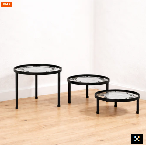 Modern Black Metal Plant Stand Set