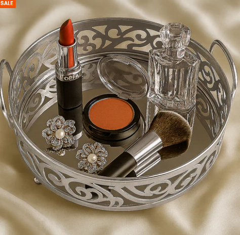 Luxury Gold Mirror Serving Tray Set – Decorative Vanity Organizer Trays