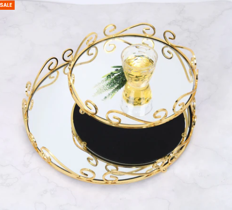 Luxury Gold Mirror Tray   Decorative Vanity & Serving Trays