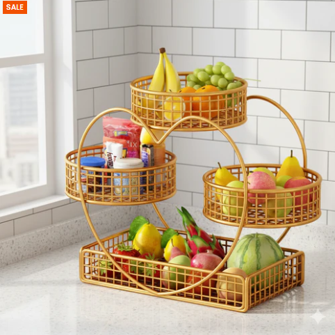 Luxury 4-Tier Fruit & Vegetable Basket Stand