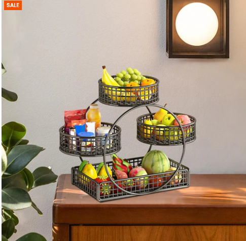 Luxury 4-Tier Fruit & Vegetable Basket Stand