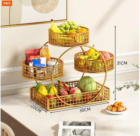 Luxury 4-Tier Fruit & Vegetable Basket Stand