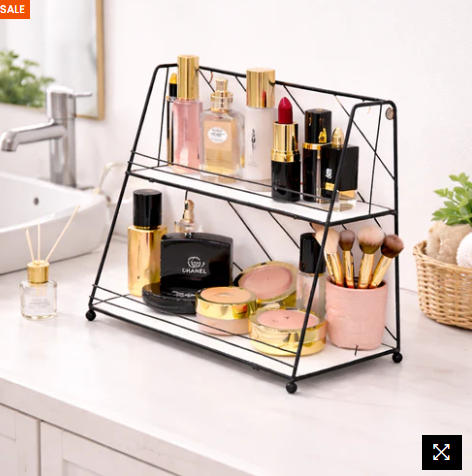 Luxury 2-Tier Gold Makeup Organizer Rack