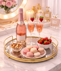 Gold Metal Makeup Holder with Mirror Tray