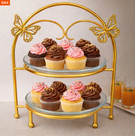 Luxury 2-Tier Butterfly Cupcake & Dessert Stand