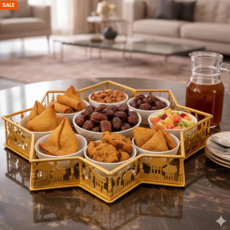Luxury Golden Star Serving Tray for Snacks & Ramadan Specials