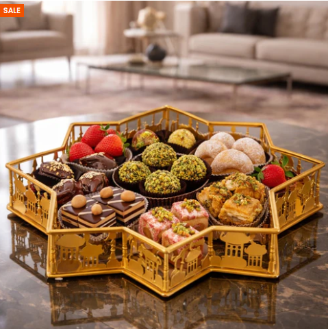 Luxury Golden Star Serving Tray for Snacks & Ramadan Specials
