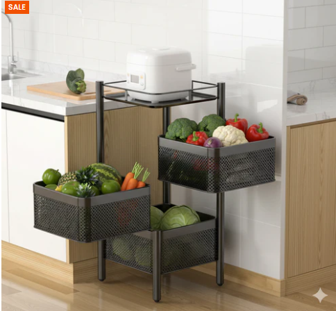 3-Tier Metal Vegetable Trolley