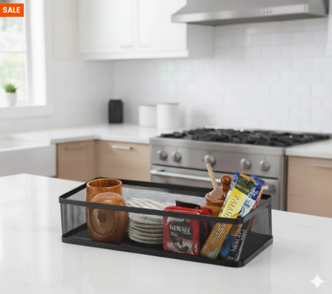 Elegant Countertop Mug Holder With Storage Basket
