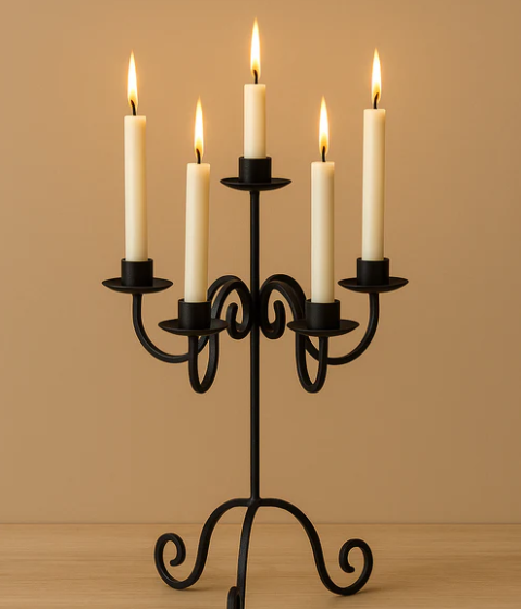 Elegant 5-Arm Metal Candle Holder