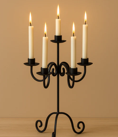 Elegant 5-Arm Metal Candle Holder
