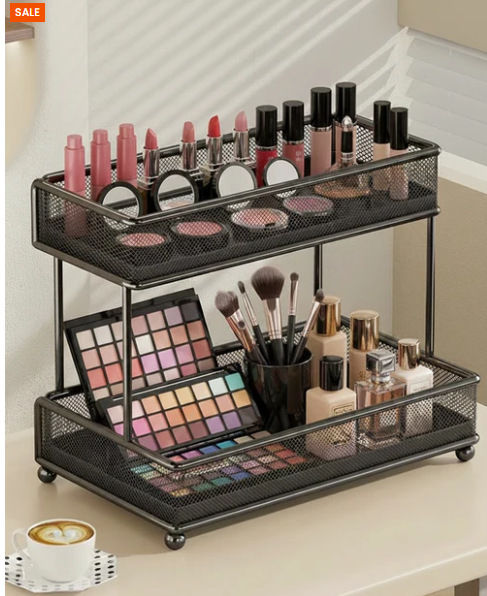 Metal Mesh Makeup & Countertop Organizer