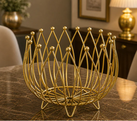 Geometric Metal Wire Fruit Basket