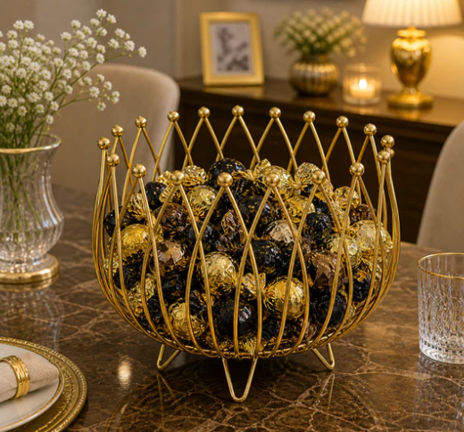 Geometric Metal Wire Fruit Basket