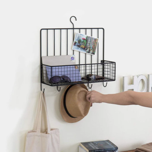 Metal Spice Rack with 5 Utensil Hooks