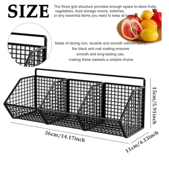 Wall Mounted Metal Vegetable & Kitchen Storage Basket