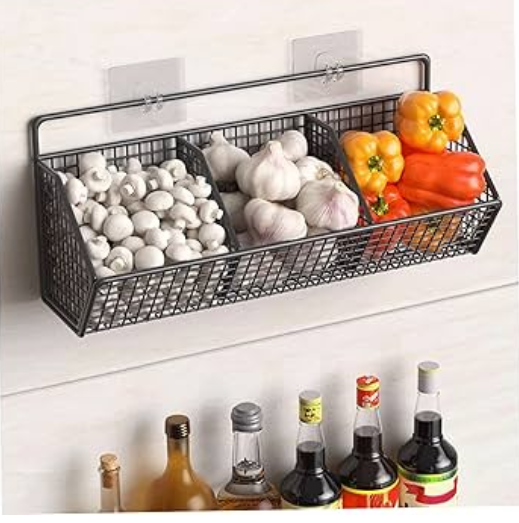 Wall Mounted Metal Vegetable & Kitchen Storage Basket