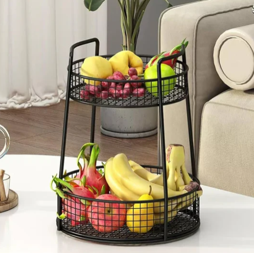 Luxury 2 Tier Golden Fruit Basket
