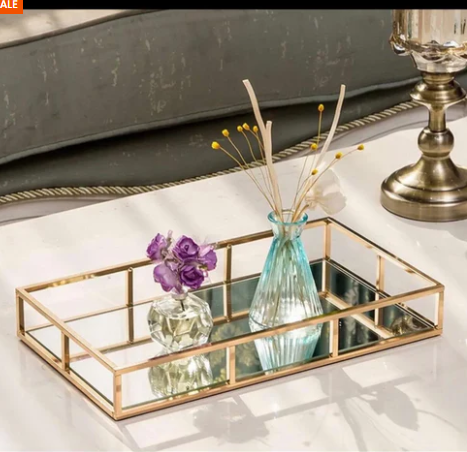Luxury Gold Mirror Vanity Tray
