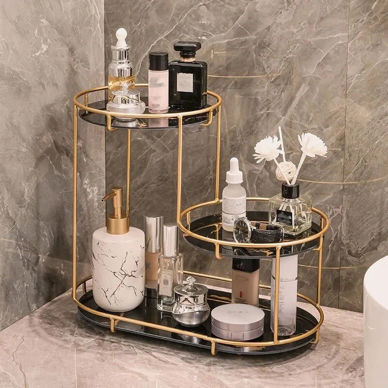 Makeup Organizer – Golden Cosmetic Storage Rack