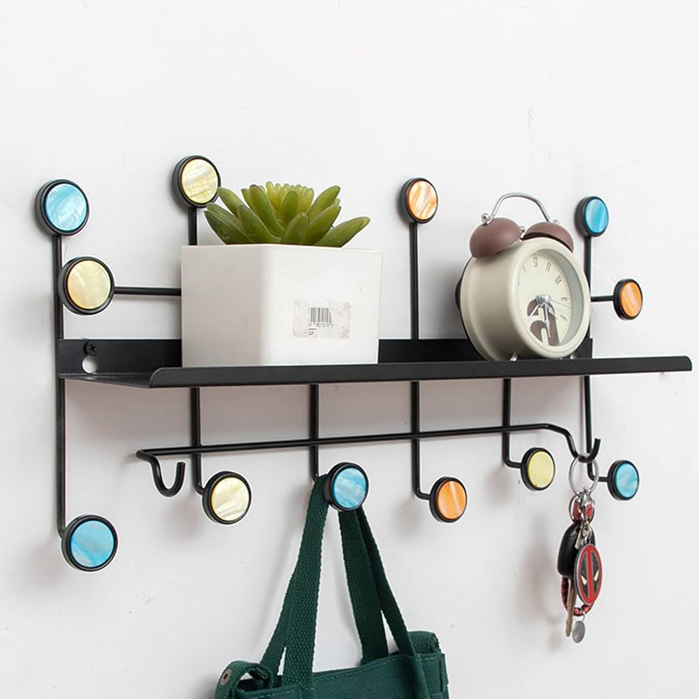 Wall Mounted Coat Rack with Shelf & Hooks | Decorative Entryway Organizer