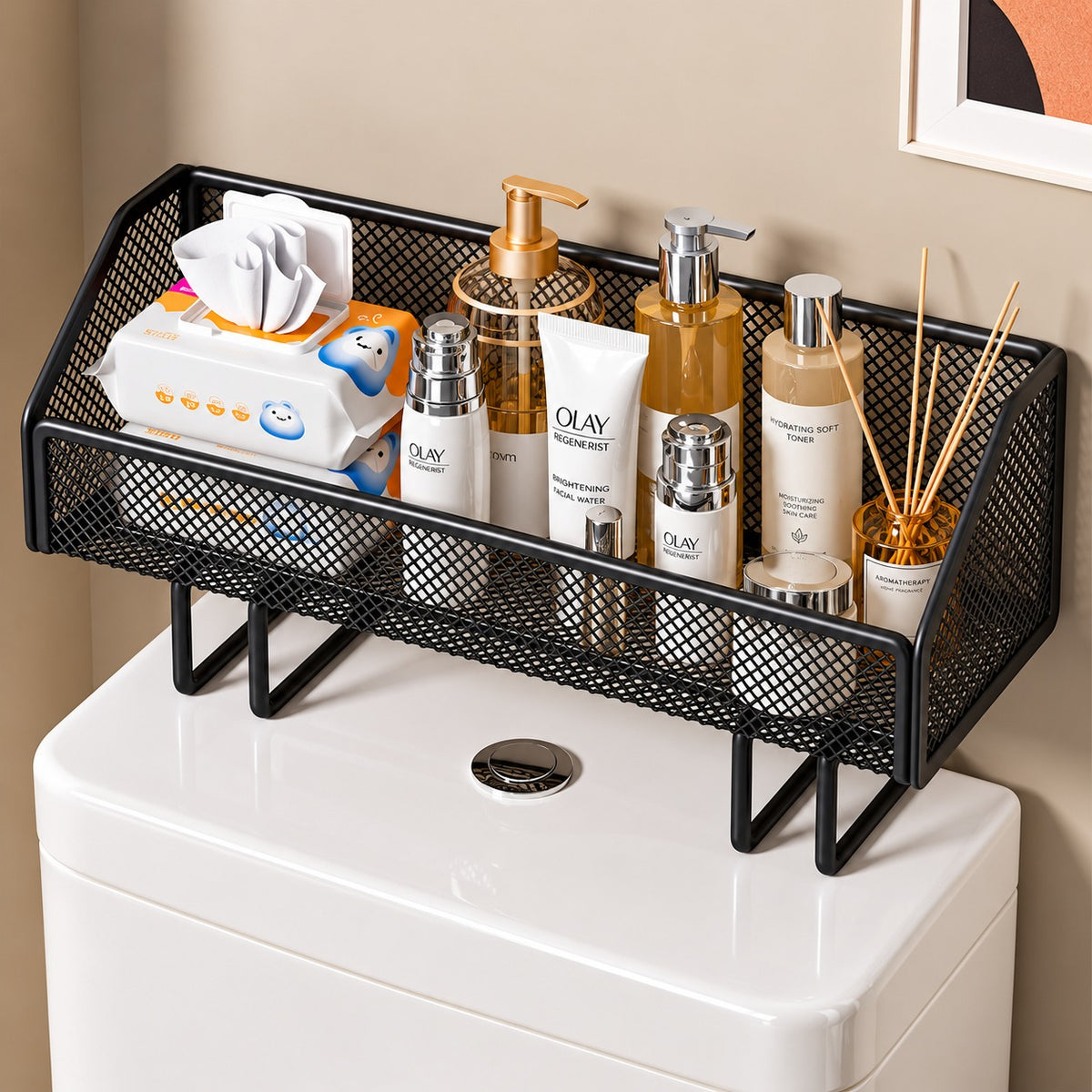 Black Mesh Bathroom Organizer