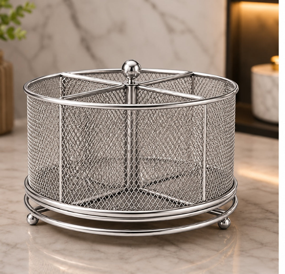Silver Metal Mesh Cutlery Organizer