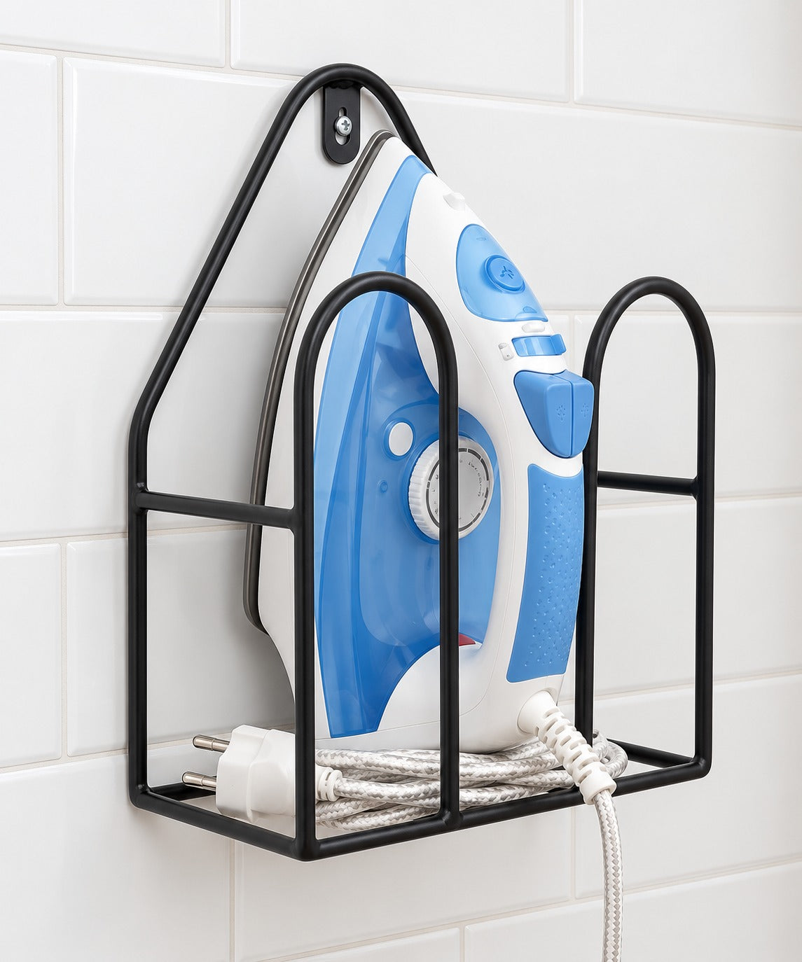 Black Metal Wall-Mounted Iron Holder