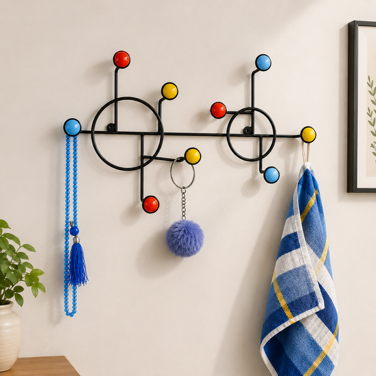 Modern Geometric Wall Hook Rack | Decorative Metal Hanger