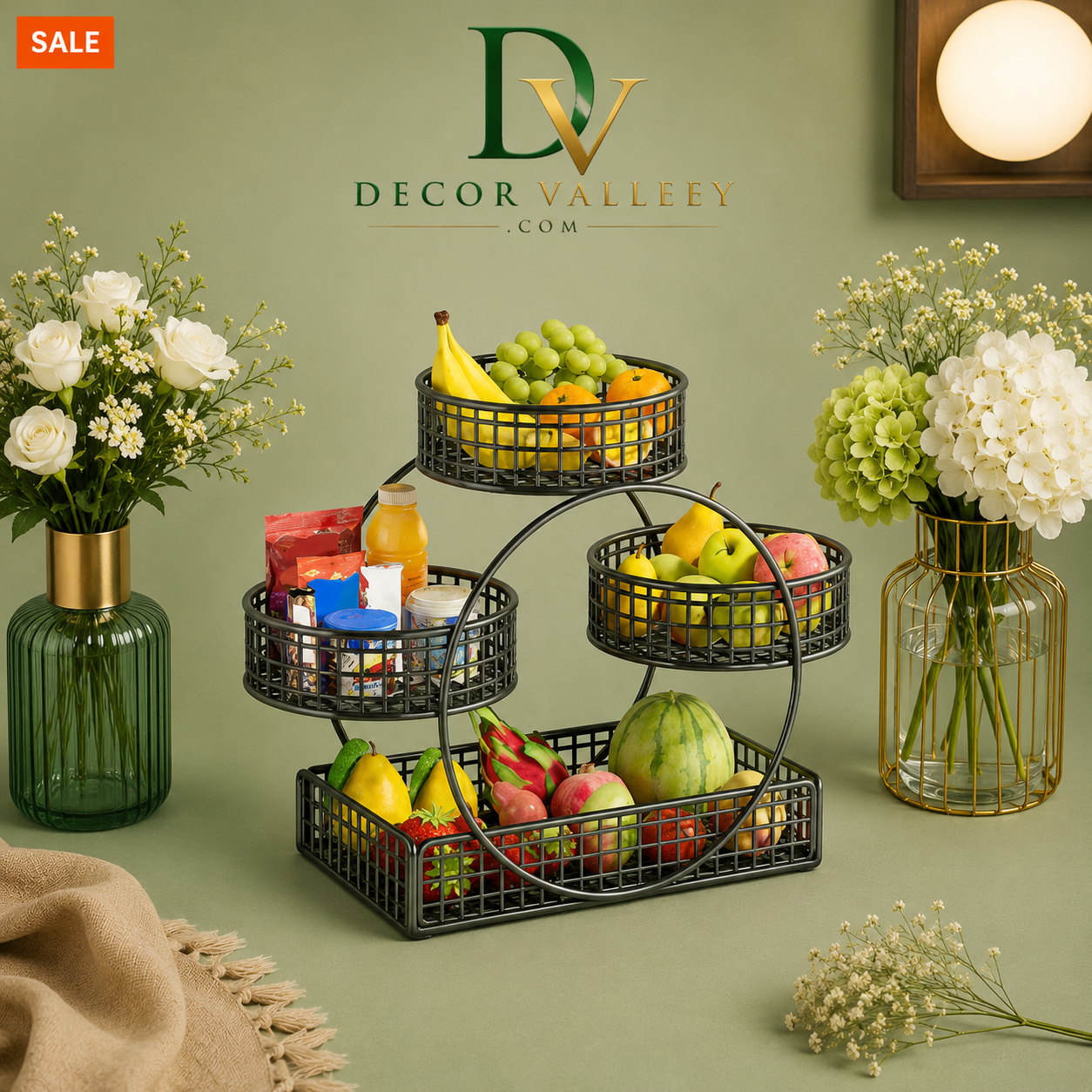 Luxury 4-Tier Fruit & Vegetable Basket Stand