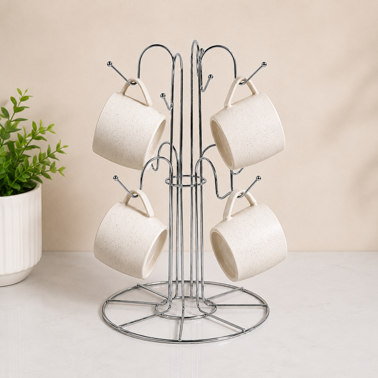 6-Cup Mug Holder Stand – Chrome Finish