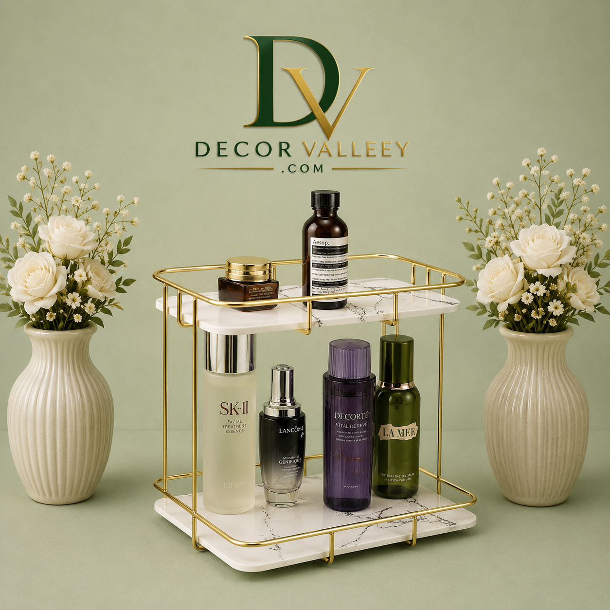 Cosmetic Organizer – Golden Vanity Storage Rack