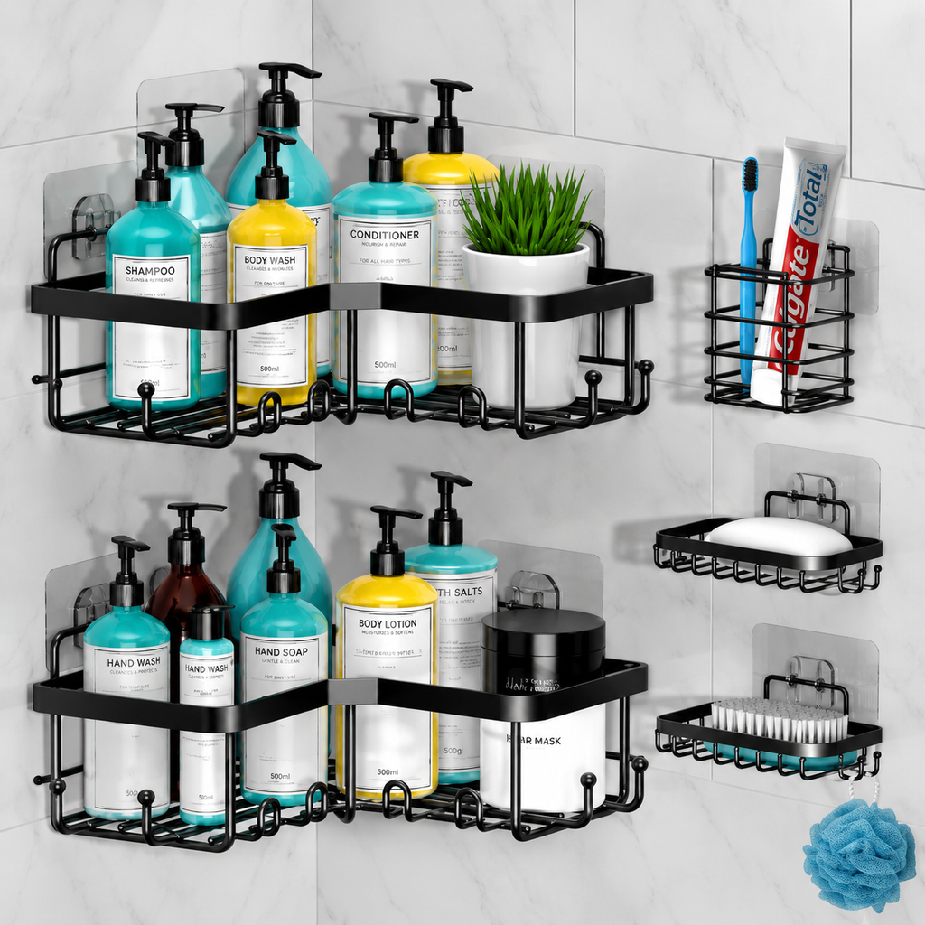 Wall Mounted Bathroom & Kitchen Corner Shelf Rack