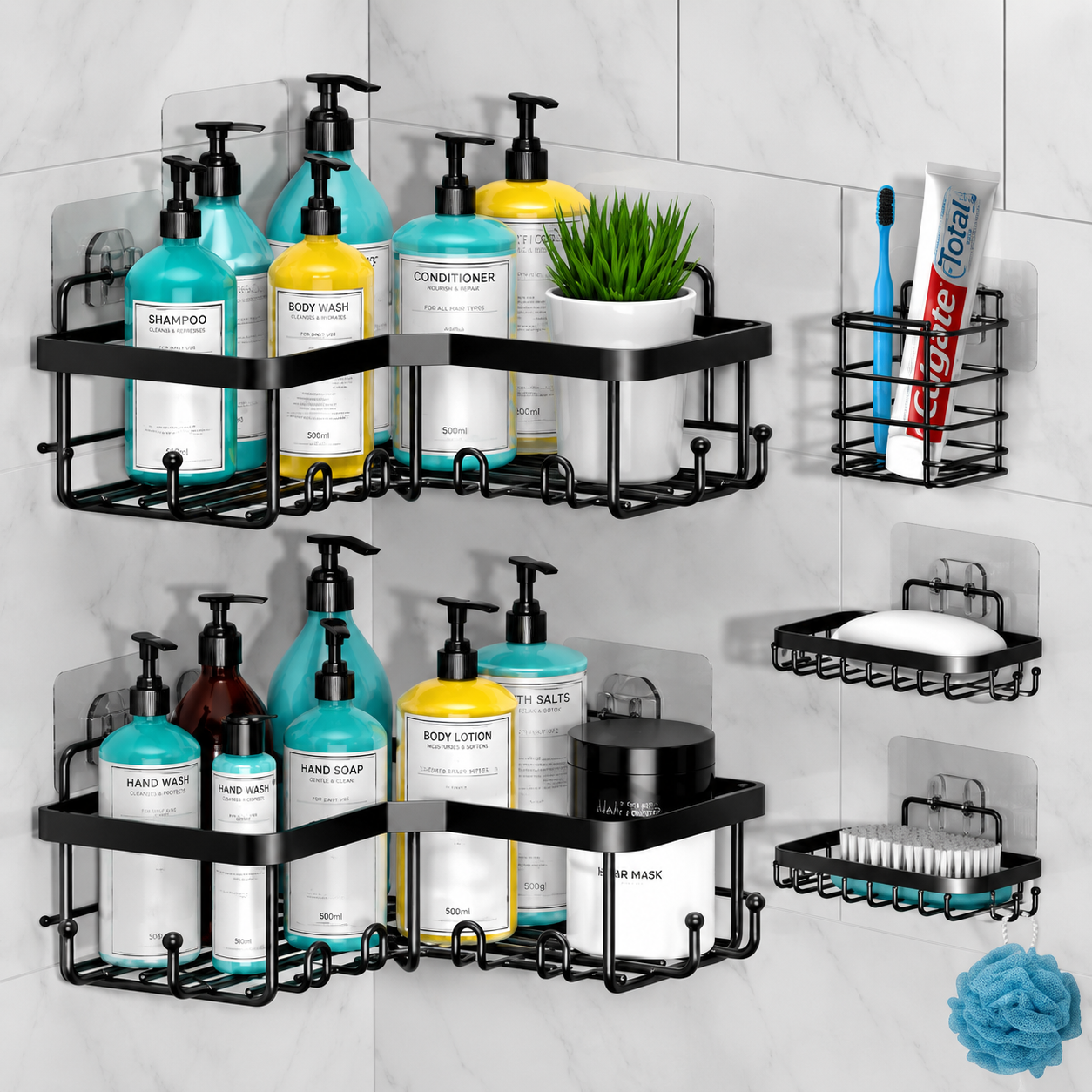 Wall Mounted Bathroom & Kitchen Corner Shelf Rack