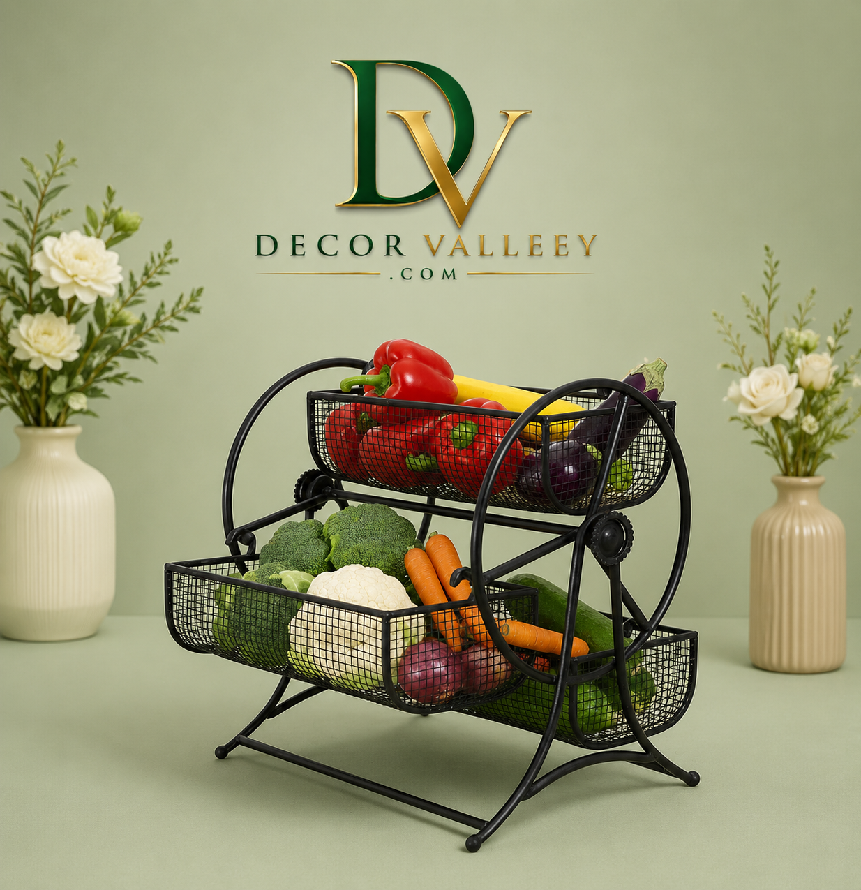 Metal Fruit & Vegetable Basket Rack