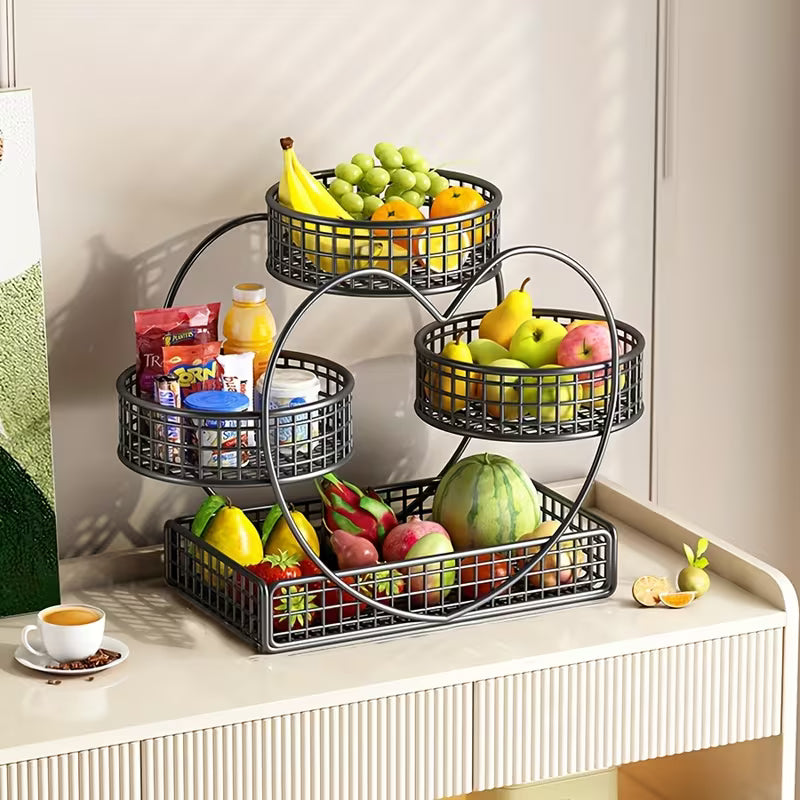 Metal Fruit Basket Stand – Modern Kitchen Counter Organizer