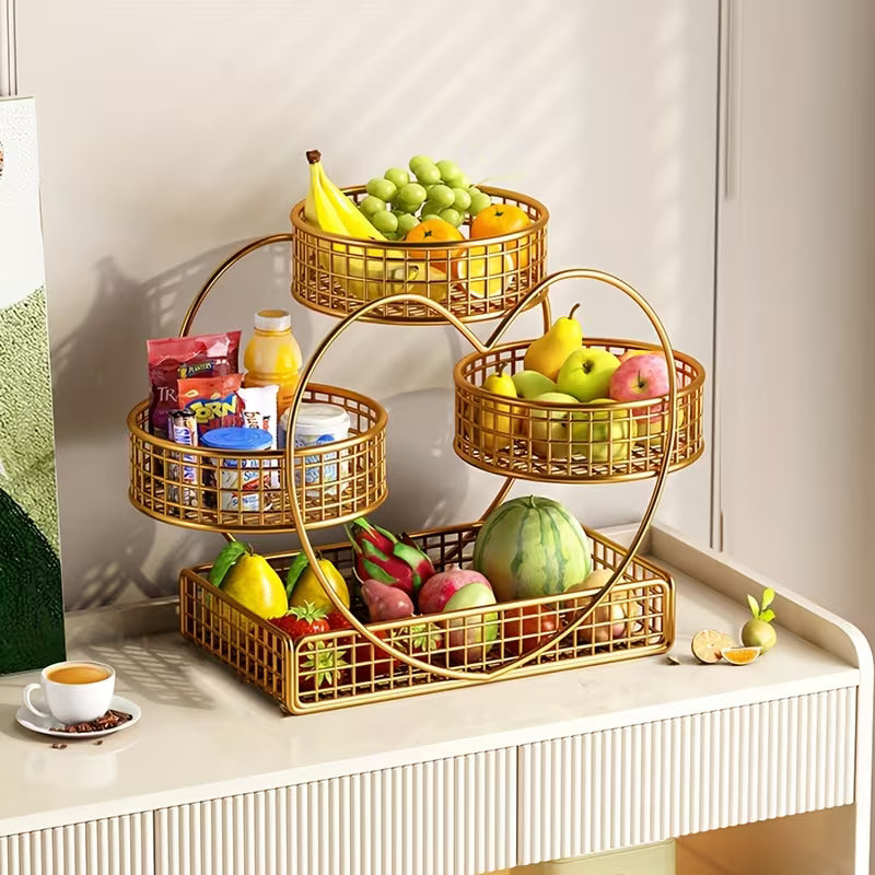 Metal Fruit Basket Stand – Modern Kitchen Counter Organizer