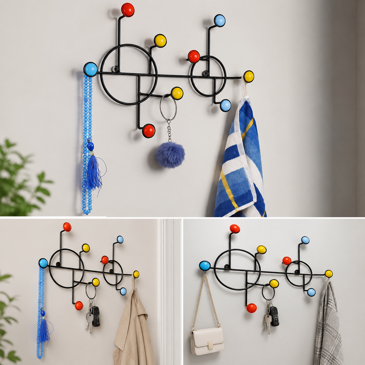Modern Geometric Wall Hook Rack | Decorative Metal Hanger