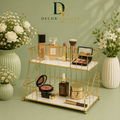 Luxury 2-Tier Golden Makeup Organizer Rack