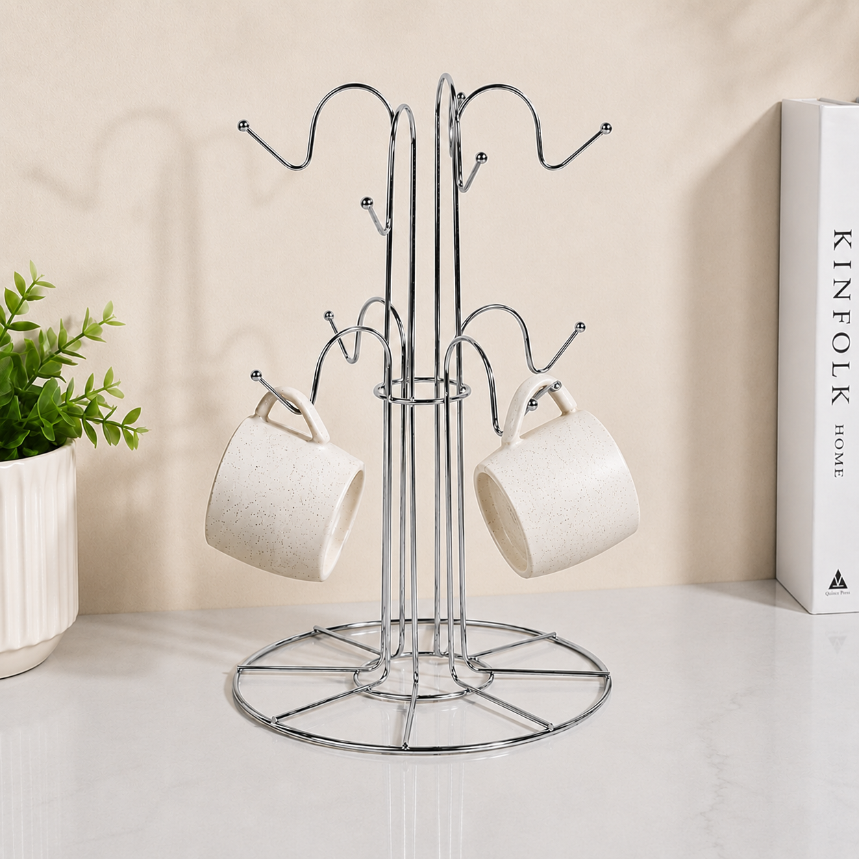 6-Cup Mug Holder Stand – Chrome Finish