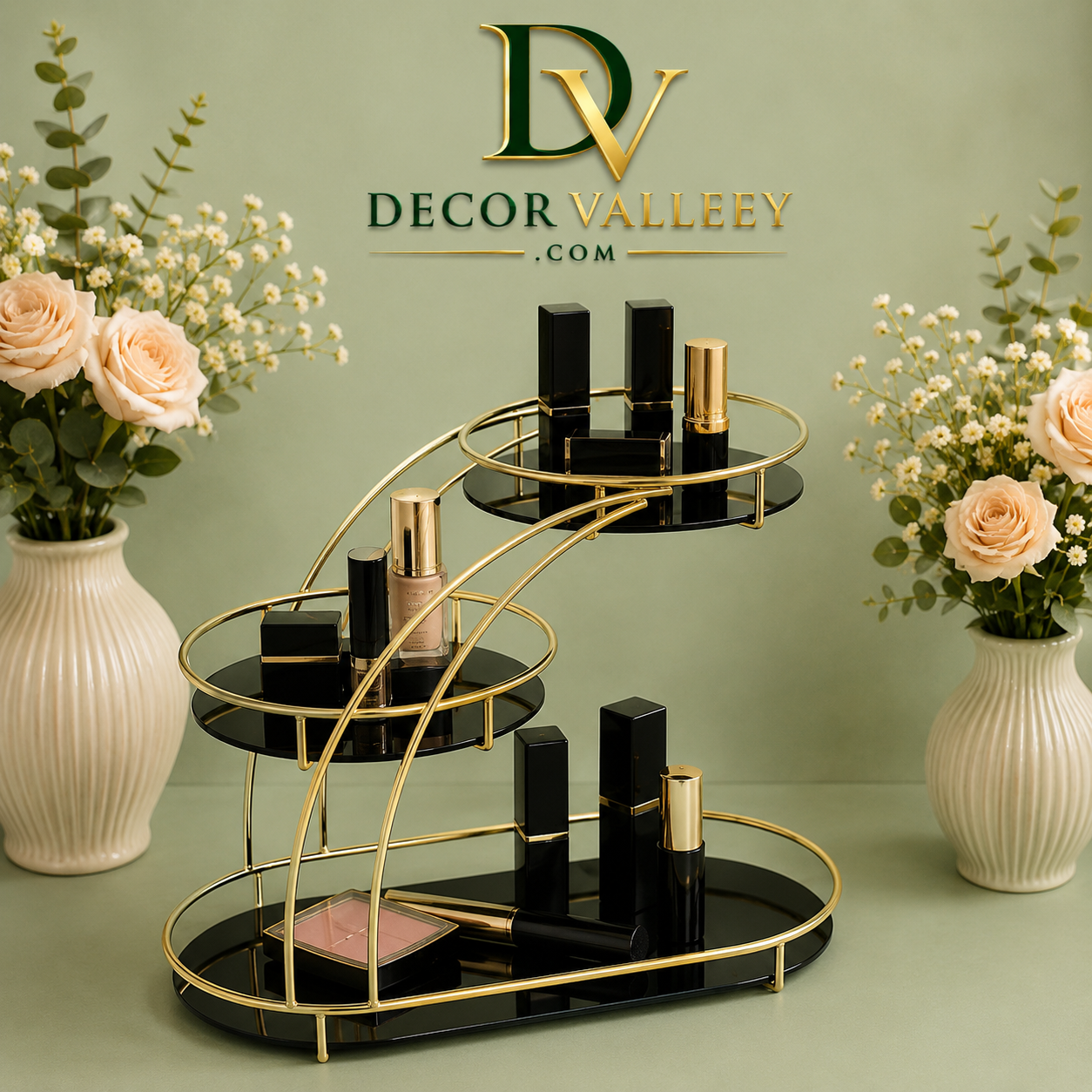 Golden Cosmetic Display Rack