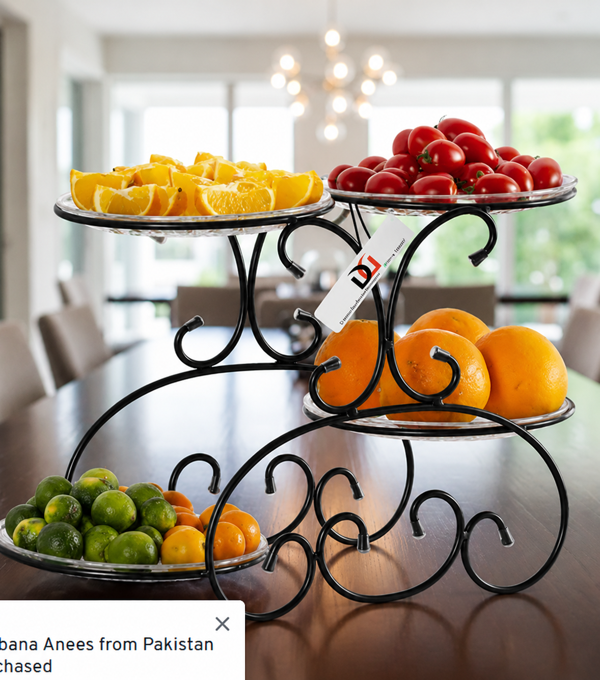 4-Tier Decorative Metal Serving Stand with Mirror plates
