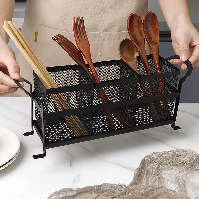 3-Compartment Cutlery Holder Rack