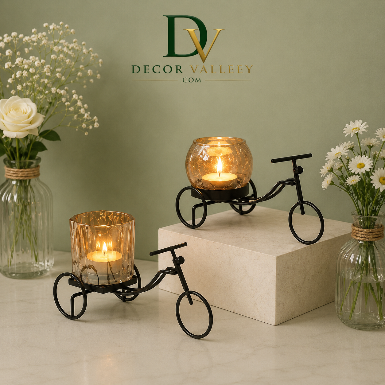 Candle Holder Shape Of Bicycle